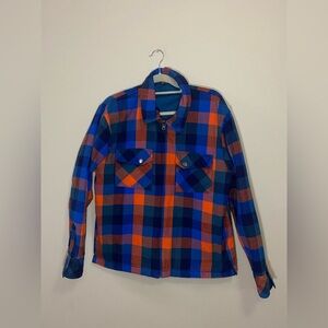 The North Face Reversible Plaid Jacket Size M Blue Shacket Quilted Flannel Coat